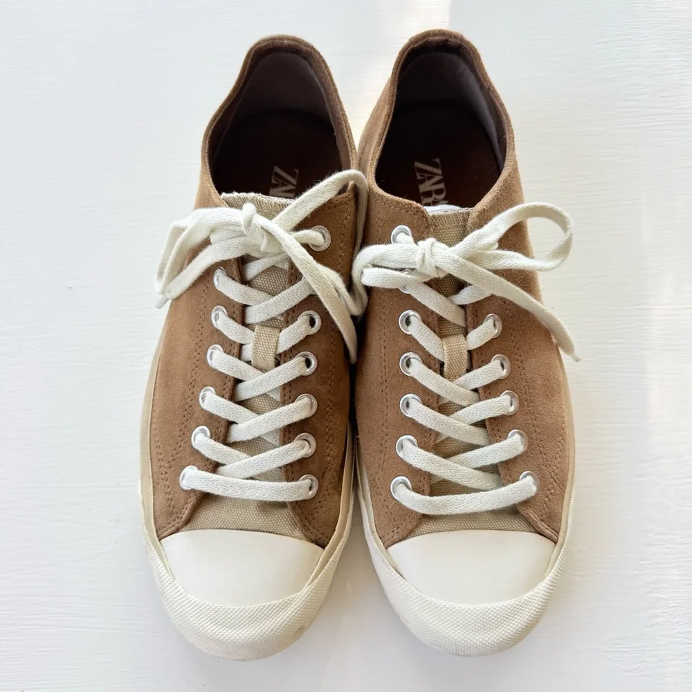 Zara Split Leather Sneakers Camel Mens 10 Size 43